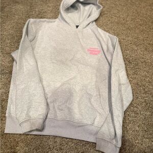White Fox Boutique Gray Hoodie with Pink Logo